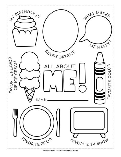 All About me free preschool worksheet Preschool Getting To Know You, Getting To Know Me Preschool, School Theme Preschool Crafts, All About Me Pre-k Activities, Preschool Get To Know You Sheet, All About Me Pre K Theme, About Me For Preschoolers, All About Me Back To School, Getting To Know You Preschool