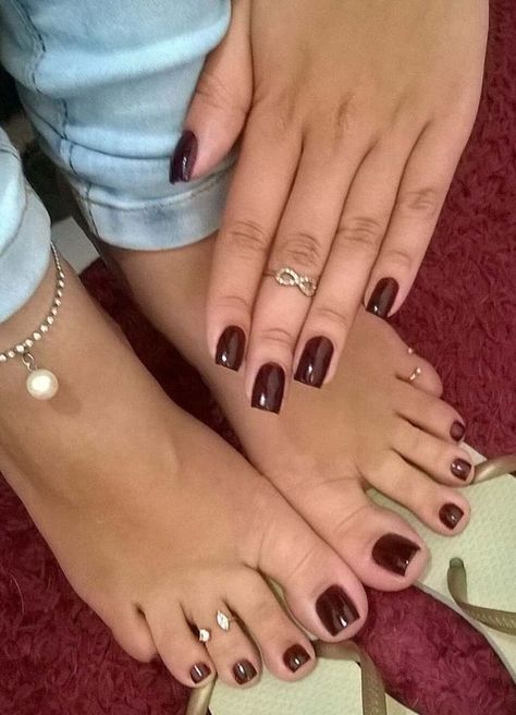 Nails Matching, Acrylic Toes, Pretty Toe Nails, Cute Toe Nails, Pink Acrylic Nails, Brown Nails, Manicure Y Pedicure, Manicure E Pedicure, Nail Polishes