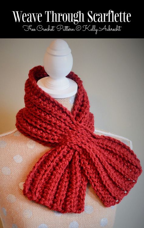 Weave Through Scarflette Free Crochet Patterns Crochet Scarf Tutorial, Keyhole Scarf, Crochet Scarf For Beginners, Crochet Prayer Shawls, Crochet Scarf Easy, Crochet Neck Warmer, Crochet Cowl Pattern, Crochet Scarf Pattern Free, Crochet Blog