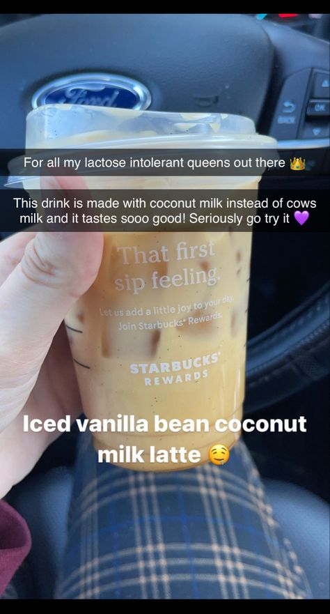 Iced Vanilla Bean Coconut Milk Latte Starbucks Drinks Lactose Free, Lactose Starbucks Drinks, Starbucks Drinks For Lactose Intolerant, Lactose Intolerant Starbucks Drinks, Lactose Free Starbucks Drinks, Dairy Free Starbucks Order, Dairy Free Starbucks Drinks Iced Coffee, Dairy Free Starbucks Drinks, Vegan Starbucks Drinks