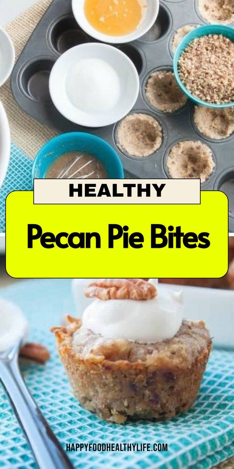 Indulge in the rich, fall flavors of traditional pecan pie guilt-free with these Healthy Pecan Pie Bites! Ideal for satisfying sweet cravings while keeping it vegan. These mini pies pack all the taste without the added guilt. Enjoy a bite-sized treat that's perfect for fall baking or any time you want a healthier dessert option. 
| Mini Pecan Pie Recipes | Healthy Pecan Pie | Pecan Pie Bites Easy | Pie Recipes Healthy, Pecan Pie Bites Easy, Pie Bites Mini, Individual Pecan Pies, Pecan Pie Mini, Pecan Pie Recipes, Mini Pecan Pie Recipes, Mini Pecan Pie, Healthy Pecan Pie