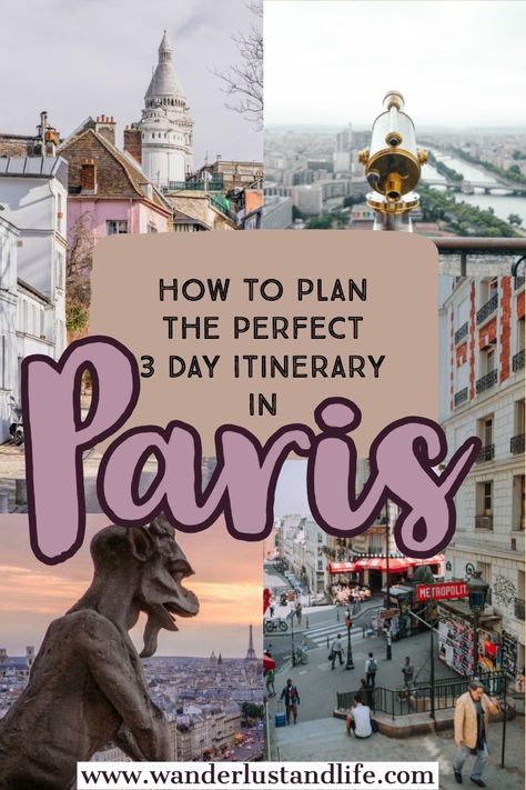 If you have a long weekend in Paris then this 3 day Paris itinerary will help you plan the perfect trip. From seeing the top attractions to where to stay this is the perfect itinerary for 3 days in Paris. Paris Weekend Trip, 3 Days In Paris, Weekend In Paris, Paris Itinerary, Weekend Break, Paris Travel Tips, City Of Paris, Travel United States, France Travel Guide