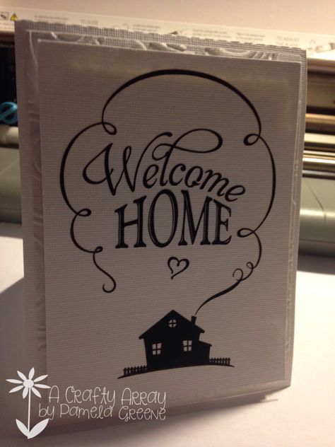 "Welcome Home" Card #acraftyarray Welcome Home Drawing Ideas, Welcome Home Cards Diy, Welcome Home Card Ideas, Welcome Back Cards Ideas, Welcome Home Calligraphy, Welcome Doodle, Welcome Back Cards, Welcome Home Surprise, Welcome Home Cards