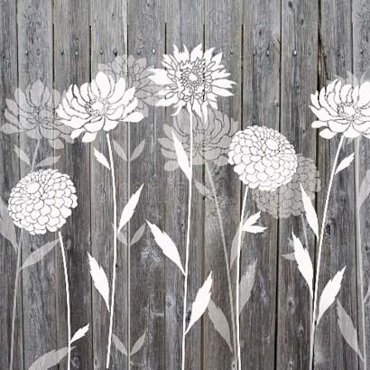 Large Outdoor Wall Art Patio, Stencils For Fence Painting, Large Flower Stencil, Floral Wall Stencil Patterns, Botanical Wall Stencil, Outdoor Stencils Wall Art, Fence Stencil Ideas, Stenciled Fence, Leaf Stencil Patterns