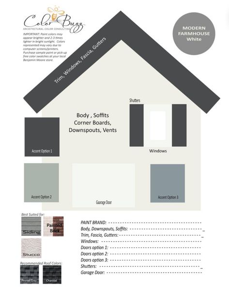 Exterior Paint Color Palette, Farmhouse Exterior Paint Colors, Outdoor Paint Colors, Farmhouse Exterior Colors, Accent Door, Home Exterior Paint, Shutter Colors, Exterior Color Palette, Paint Colors For House