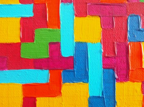 Megatetris - Detail - Acrylic on canvas - by Alice Maynard #tetris #geekart #jeuvidéo Tetris Painting, Tetris Art, Mind Map Art, Art Geek, Geek Art, Mind Map, Map Art, Acrylic On Canvas, Art Painting