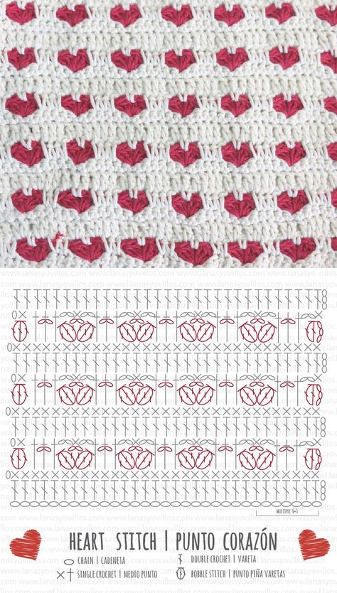 Heart stitch crochet pattern, with chart and video tutorial step by step. In English. ¡También en Esapañol! Crochet Pattern Charts Free, Read Crochet Diagram, Heart Motif Crochet, Crochet Mesh Stitch Diagram, Heart Stiches Crochet, Crochet Hearts Pattern, Crochet Diagrams Free Charts, Crochet Heart Pattern Diagram, Heart Knit Pattern