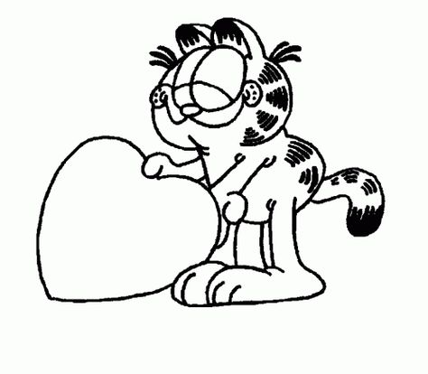 Garfield-Heart Garfield Coloring Pages, Garfield Cartoon, Snoopy Valentine, Garfield And Odie, Cartoon Coloring, Jim Davis, Tattoo Lettering Fonts, Cartoon Coloring Pages, Aesthetic Tattoo