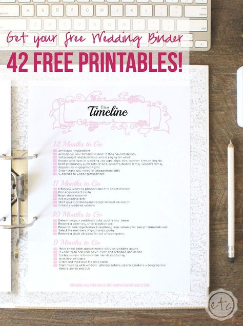 How to Put Together Your Perfect (FREE) Wedding Binder (+ 42 Free Wedding Printables!) Wedding Planning Binder Diy, Wedding Binder Printables, Wedding Planning Calendar, Diy Wedding Binder, Wedding Planning Printables, Wedding Planning Binder, Wedding Planner Binder, Diy Wedding Planning, Wedding Binder