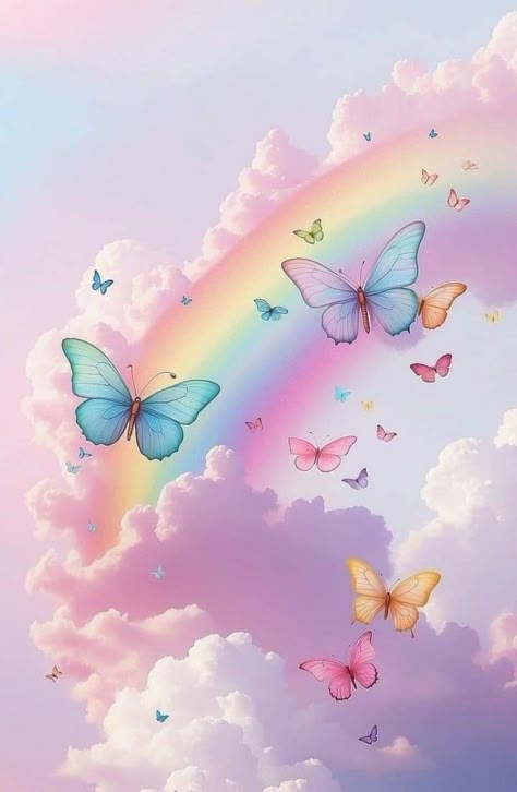 Pastel Rainbow Aesthetic, Rainbow Wallpaper Backgrounds, Christmas Wallpaper Free, Baby Backdrop, Business Branding Inspiration, Kawaii Background, Cute Mobile Wallpapers, Butterfly Wallpaper Backgrounds, Butterfly Wallpaper Iphone