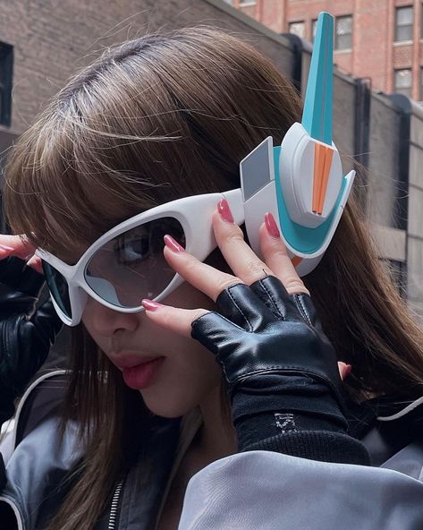 Mecha Headphones, Y3k Aesthetic, D Va Overwatch, D.va Overwatch, Leather Jacket Outfit, Unique Glasses, Space Girl, Gisele Bündchen, Leather Jacket Outfits