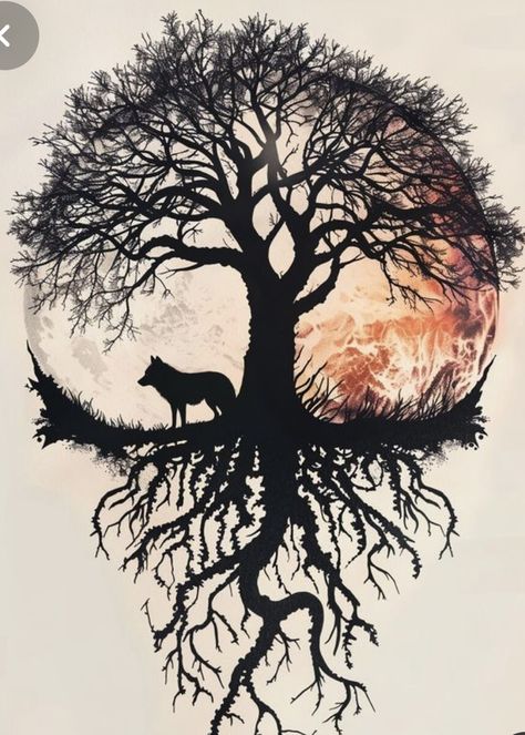 Mom Tree Of Life Tattoo, Tree With Animals Drawing, Tree Of Life Tattoo Cover Up, Unique Tree Of Life Tattoo, Tree Of Life Art Painting Ideas, Life Tree Tattoo Design, Tree Of Life Art Drawing, Nature Tattoo Sketch, Tattoo Sketches Ideas Creative