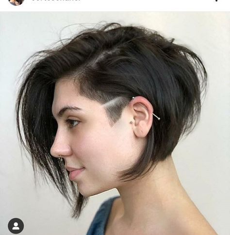 Chin Length Undercut, Half Shaved Short Hair, Bob Haircuts For Women Undercut, Short Hair Styles Shaved Undercut Ideas, Short Hair With Side Shave, Undercut One Side, Shaggy Short Hair With Undercut, Tomboy Haircut Short Shaved Sides, Short Hair With Sides Shaved