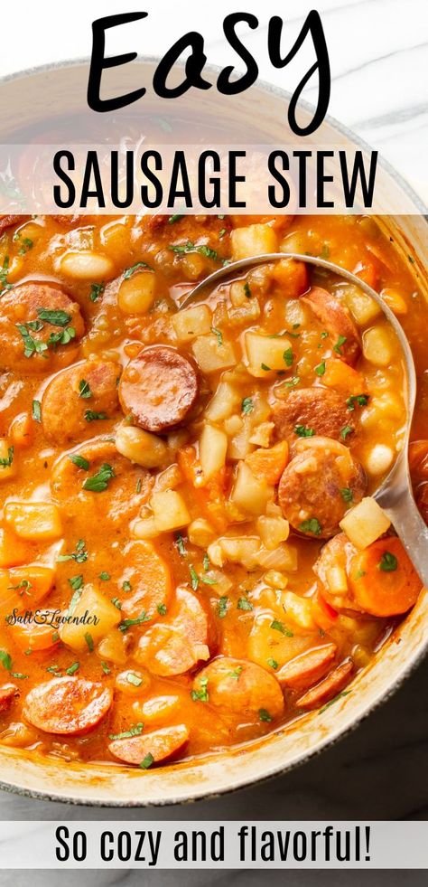 Italian Sausage Stew Crockpot, Sausage And Potatoes Crockpot Soup, Sausage Recipes In Crockpot, Sausage Link Crockpot Recipes, Farmer Sausage Soup Recipes, Italian Sausage Stew Recipes, Gluten Free Sausage Soup, Whole Sausage Recipes, Vegetable Soup With Sausage