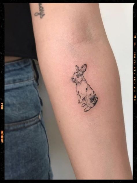 Easter Tattoo Pet Rabbit Tattoo Ideas, Bunny Tattoo Memorial, Rabbit Tattoo Placement, Pet Memorial Tattoo Rabbit, Pet Rabbit Tattoo, Realistic Bunny Tattoo, Stuffed Rabbit Tattoo, Bunny Tattoo Aesthetic, Tiny Rabbit Tattoo