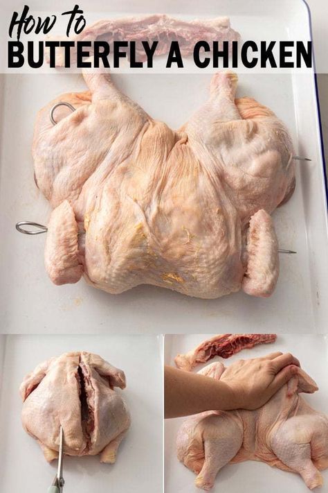 Ever wanted to know how to butterfly a chicken? What does it mean to spatchcock a chicken? Those answers and the super simple method are all here. #sugarsaltmagic #spatchcockedchicken #howtobutterflyachicken Butterfly A Chicken, Butterflied Chicken, Harissa Chicken, Hot Cross Buns Recipe, Spatchcock Chicken, Whole Chicken Recipes, Rotisserie Chicken Recipes, Stuffed Whole Chicken, Whole Chicken