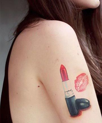 Makeup Tattoo Ideas Sleeve, Make Up Tattoo, Vanity Tattoo, Make Up Tattoo Ideas, Lipstick Tattoo Ideas, Makeup Artist Tattoo Ideas, Make Up Artist Tattoos Ideas, Makeup Tattoo, Lipstick Tattoo