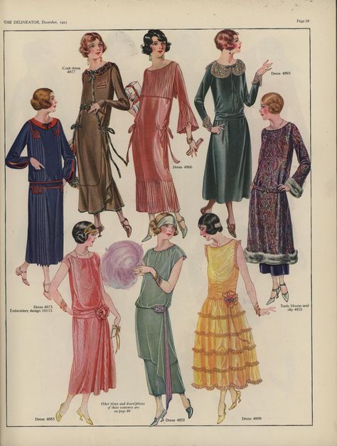 The Delineator (New York, NY, USA) Vol. 103 (Dec 1923), p.29 1923 Fashion, 20’s Fashion, Roaring 20s Fashion, Fashion Through The Decades, 1920s Fashion Women, 1920s Outfits, 1920 Fashion, 20th Century Fashion, 20s Fashion