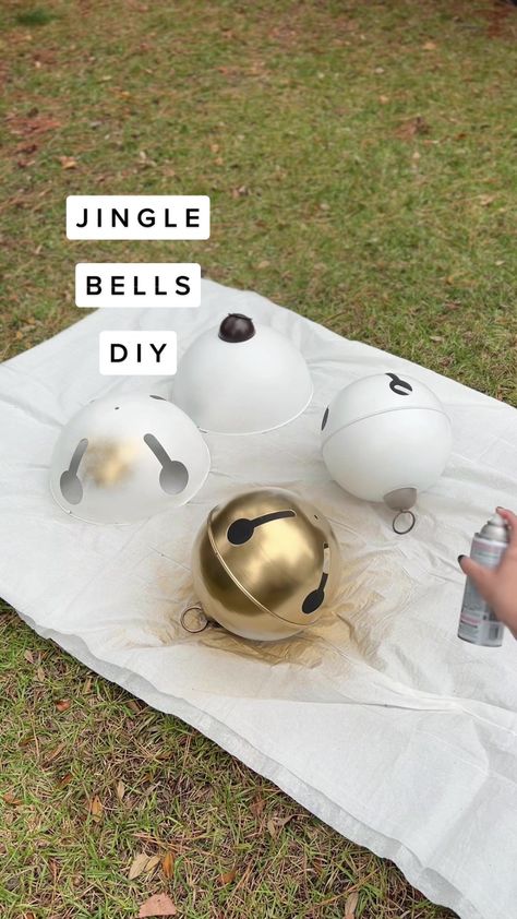 Replying to @kristensteele07 I love my jingle bells from @Hobby Lobby ... | Christmas Decoration | TikTok Oversized Jingle Bells, Diy Giant Silver Bells, Jingle Bells Decorations Ideas, Giant Bells Christmas Decor, Giant Jingle Bells, Large Jingle Bell Ornaments Diy, Giant Christmas Bells, Diy Jingle Bell Ornaments, Diy Giant Jingle Bells