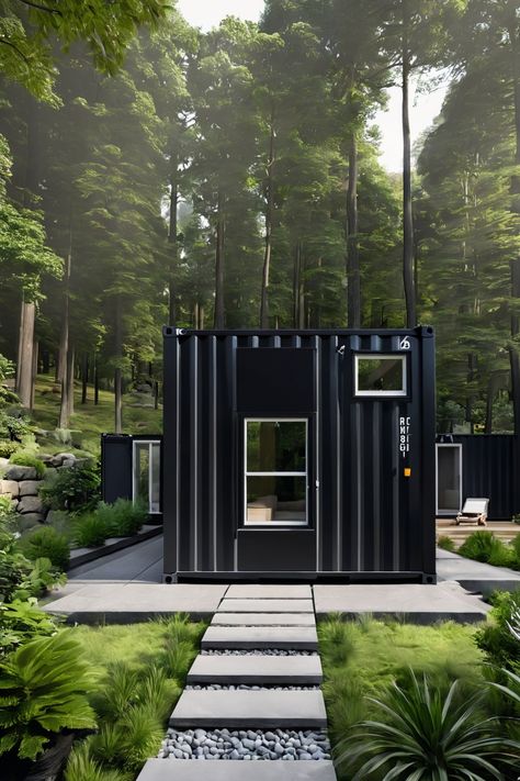 Discover the sleek and modern design of this stunning minimal black single-story container guest house. Experience a harmonious blend of simplicity and elegance in this minimalist architectural gem. Perfect for those who appreciate clean lines and contemporary style in home design. Ideal for a guest house, office space, or peaceful retreat away from it all. Embrace the beauty of minimalist living with this stylish black container home that offers both comfort and functionality in one compact spa Container Guest House, Sink Plumbing, Bath Care, Construction Waste, Spray Foam Insulation, Bamboo Towels, Container Home, House Office, Laundry Sink