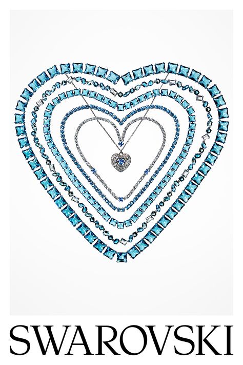 Style a heart-shaped pendant with rivers of blue crystals. #Swarovski #TheWonderofLove #SwarovskiHyperbola Crystals Swarovski, Swan Logo, Swarovski Pendant, Wishlist 2024, Celebrate Love, Swarovski Jewelry, Earrings Rings, Delicate Details, Swarovski Pearls