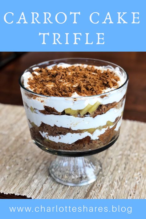 Carrot Cake Trifle Recipes, Trifles Desserts, Carrot Cake Trifle, Trifle Bowl Recipes, Cheesecake Cream, Cake Trifle, Cake Brown, Trifle Recipes, Moist Carrot Cakes