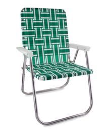 Green and White Stripe Folding Aluminum Webbing Lawn Chair Deluxe Picnic Chairs, Chair Classic, Folding Garden Chairs, Folding Beach Chair, Lawn Chair, Patio Dining Chairs, Lawn Chairs, Green Lawn, Green Chair