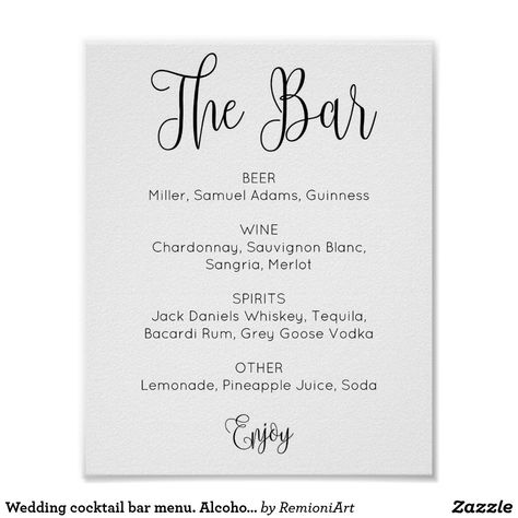 Pink Alcohol, Wedding Cocktail Bar, Drinks Poster, Alcohol Poster, Signature Cocktail Sign, Bar Menu Wedding, Beach Cakes, Bar Poster, Bar Wedding