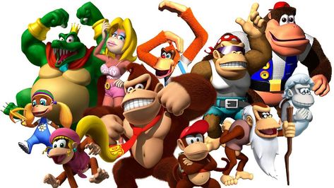 Kong Family | Donkey Kong Wiki | Fandom Donkey Kong Country Returns, Donkey Kong Junior, Super Mario Kart, Diddy Kong, Donkey Kong Country, Character Types, Wallpaper Dekstop, The Donkey, Donkey Kong