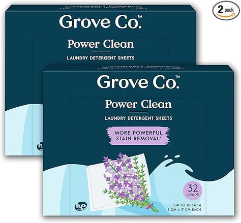 Amazon.com: Grove Co. Laundry Detergent Sheets, Power Clean Dissolving Washer Sheets (2 Pack - 64 Loads) Tough Stain Remover, 100% Natural Lavender Blossom & Thyme Fragrance : Health & Household Clean Laundry Detergent, Lavender Blossom, Laundry Detergent Sheets, Pregnancy Photos Couples, Power Clean, Laundry Detergent, Clean Laundry, Stain Remover, Pregnancy Photos