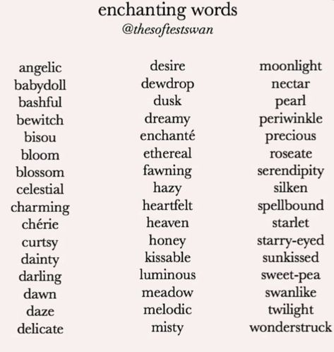 Pretty Words To Use More Often, Synonyms For Powerful, Soft Love Poetry, Words To Add To Your Username, Pink Synonyms, Soft Synonym, Words Instead Of Beautiful, Unique Descriptive Words, Mythical Words With Meaning