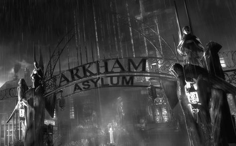 Arkham Gate | Batman: Arkham Asylum Arkham Asylum Aesthetic, Asylum Aesthetic, Batman Arkham Games, Batman Arkham Series, Asylum Halloween, Arkham Games, Batman Arkham Asylum, Batman Pictures, Joker Tattoo