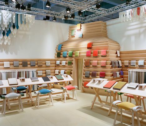 The Picnic by Raw Edges for Kvadrat Fair Stand Design, Fabric Showroom, Exhibit Design Inspiration, Stand Feria, Fair Stand, Store Window Displays, Fabric Display, Exhibition Stand Design, The Picnic