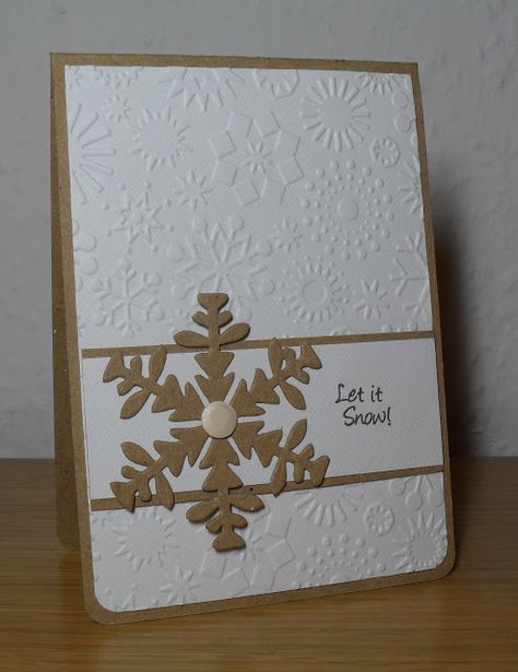 Kraft Paper Christmas Cards, Embossed Christmas Cards, Stampin Up Weihnachten, Snowflake Cards, Homemade Christmas Cards, Christmas Card Crafts, Embossed Cards, Diy Christmas Cards, Christmas Cards To Make