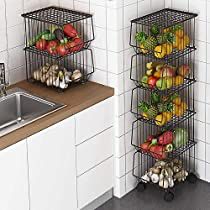 Kitchen Vegetable Storage, Rolling Pantry, Basket With Wheels, Organiser Cucina, Metal Wire Basket, Pantry Closet, Vegetable Storage, Pantry Shelf, Wire Basket