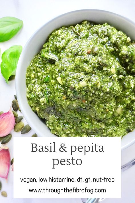 Pumpkin Seed Pesto, Nut Free Pesto, High Histamine Foods, Low Histamine Foods, Dairy Free Pesto, Dairy Free Pumpkin, Fibro Fog, Healthy Sauces, Low Histamine Diet