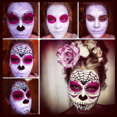 Mexican Sugar Skull Makeup | Sugar Skull Rush …. Hallowen Schminke, Make Up Yeux, Skeleton Face Paint, Sugar Skull Face Paint, Halloween Makeup Sugar Skull, Skull Face Paint, Halloween Make-up Looks, Halloweenský Makeup, Sugar Skull Face