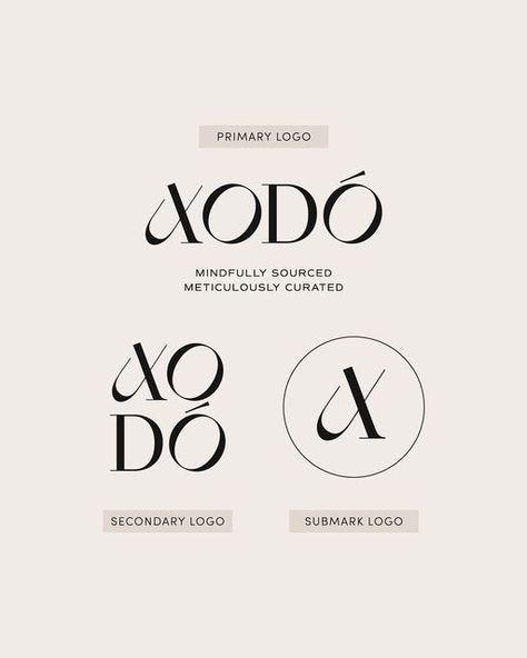 Natalie ꕤ Brand Identity Designer on Instagram: "FULL LOGO SUITE ☁️ • Ever wondered why we provide a range of logo options and not just one? @xodostudio’s new branding is here to show us why 😋 👉🏻 Primary logos are the most detailed. They often include the full brand name, established dates, location and icons. As it is the most detailed, it should only be used where legible - think signage, on print, merch etc 👉🏻 Secondary logos are a simplified version of the primary logo. Extra elements a Logo With Established Date, Full Name Logo Design, Full Logo Suite, A Icon Logo, Secondary Logo Design, Logo Suite Design, Name Brand Logos, Cool Brand Names, Atelier Logo Design