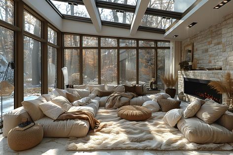 Conservatory: Size, Functionality, Uses, Furniture, And Renovation 71 Conservatory Reading Room, Conservatory Fireplace, Enclosed Sunroom Ideas, Solarium Room, Bathroom Tile Design Ideas, Tile Design Ideas, Cozy Scandinavian, Open Plan Living And Dining, Meditation Corner