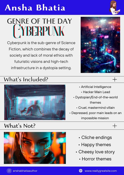 Cyberpunk, post-apocalyptic, heroes, genres, aesthetics How To Write Cyberpunk, Cyberpunk Jobs, Cyberpunk Story Ideas, Cyberpunk Writing, Cyberpunk Books, Cyberpunk Genre, Vtuber Ideas, Story Generator, Punk Genres