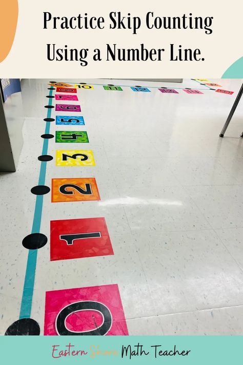 Try using a floor number line like this one for skip counting 2nd grade activities. An example of skip counting is when you count by 5’s when counting nickels. Skip counting is a useful skill for counting objects and money and helping with multiplication. Using literature, songs, games, and skip counting worksheets helps students to skip count efficiently. Count By 5, Nursery School Activities, Skip Counting Activities, Math Counting Activities, Math Manipulative, 2nd Grade Activities, First Grade Math Worksheets, Counting Objects, Math Tools