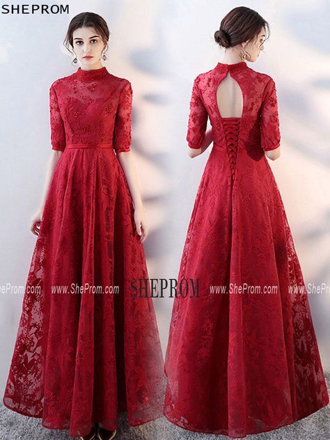 Velvet Dress Formal, Party Dress With Sleeves, Blush Pink Prom Dresses, Prom Dress With Sleeves, Burgundy Party Dress, Simple Party Dress, Party Dresses With Sleeves, Formal Prom Dresses Long, Ombre Prom Dresses