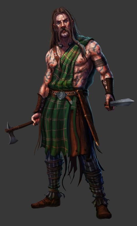 Scottish Druid, Viking Rpg, Pictish Warrior, Highlands Warrior, Celtic Warrior, Old Warrior, Scottish Warrior, Elder Scrolls Art, Celtic Warriors