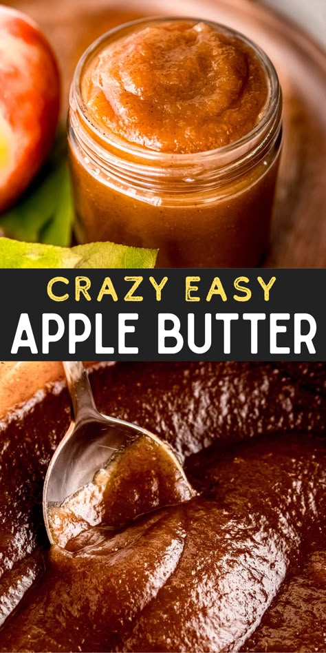 This Apple Butter Recipe is super easy and perfect for beginners! You only need one pot and a handful of basic ingredients to make this smooth, creamy, cinnamon spiced apple butter! Apple Cinnamon Butter Recipe, How Do You Make Apple Butter, Apple Desserts No Butter, Apple Butter Recipe With Apple Cider, Apple Butter Recipe Roaster Oven, Refrigerator Apple Butter, What Can I Make With Apple Butter, Homemade Apple Butter Stovetop, Apple Peanut Butter Recipes