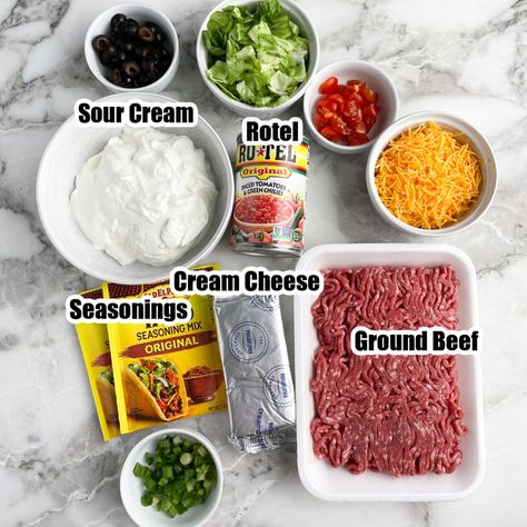 Taco Salad Dip With Meat, Taco Dip With Cream Cheese And Ground Beef, Cold Taco Dip With Ground Beef, Nacho Dip With Cream Cheese Ground Beef, Seven Layer Dip With Ground Beef, Easy Taco Dip With Cream Cheese, Dips With Hamburger Meat, Taco Dip With Cream Cheese And Beef, Ground Beef Dip Recipes