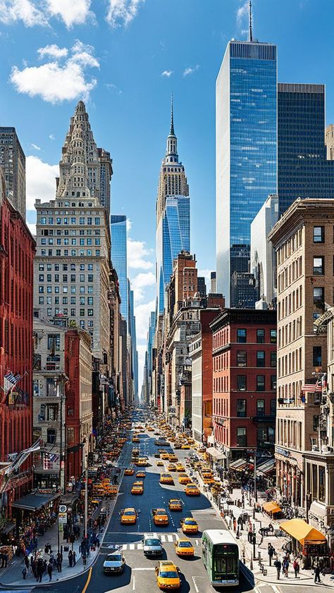 New York Aesthetic Moodboard, New York City Architecture, Clear Wallpaper Aesthetic, New York Daytime, City Daytime, Cityscape Aesthetic, Nyc Skyscrapers, Nyc Life Aesthetic, New York Skyscrapers