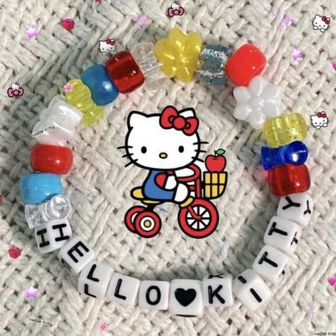 Sanrio Bracelet Ideas, Kandi Bead Bracelet Ideas, Cool Kandi Ideas, Pony Bead Bracelet Ideas, Bracelet Ideas Pony Beads, Pony Bead Bracelets Ideas, Sanrio Kandi, Cool Bracelet Ideas, Kandi Bracelets Ideas