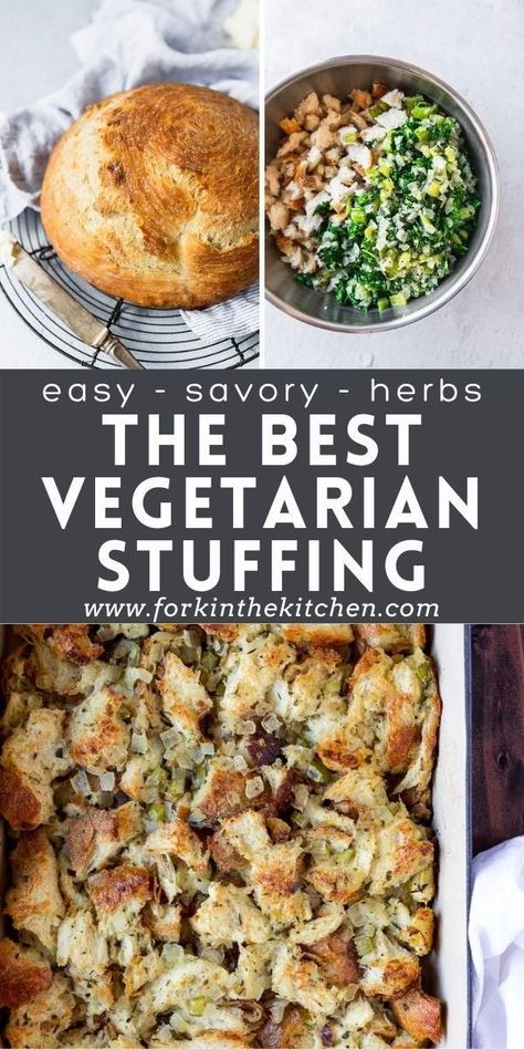 Vegetarian Bread Stuffing, Stuffing Vegetarian Thanksgiving, Vegetable Stuffing Recipes, Veggie Stuffing Recipes, No Meat Stuffing, Vegetarian Stuffing Casserole, Vegetarian Dressing Stuffing, Meatless Stuffing Recipes, Stuffing Recipes Vegan