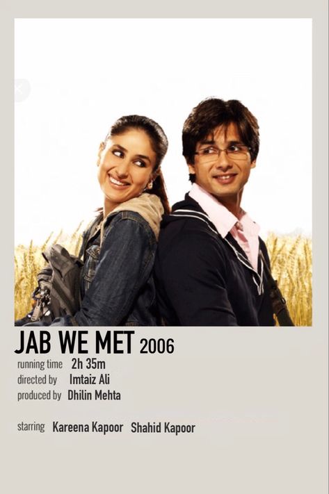 Jab We Met Poster, Jab We Met Dialogues, Jab We Met, Juliet Movie, Polaroid Movie Poster, Polaroid Frames, Romance Movie Poster, Film Polaroid, Bollywood Aesthetic