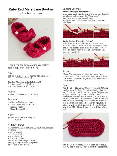 Hopeful Honey Crochet Ruby Red Mary Jane Booties Crochet Mary Janes, Crochet Shoe, Crochet Circle Pattern, Crochet Slipper Boots, Diy Crochet Slippers, Baby Booties Free Pattern, Crochet Baby Booties Pattern, Crochet Baby Boots, Crochet Slipper